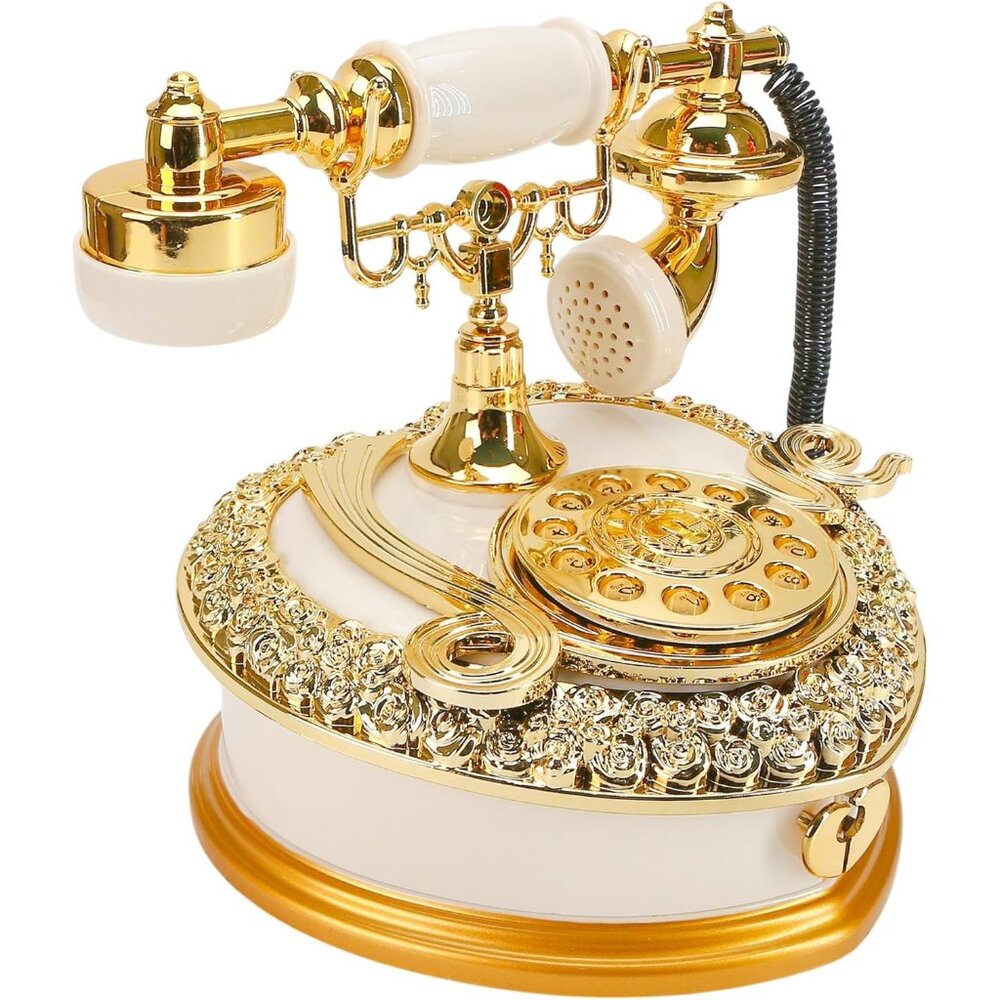 Big Vintage Telephone Jewelry Box 7x8" with Drawer - Heart Shaped Trinket Music